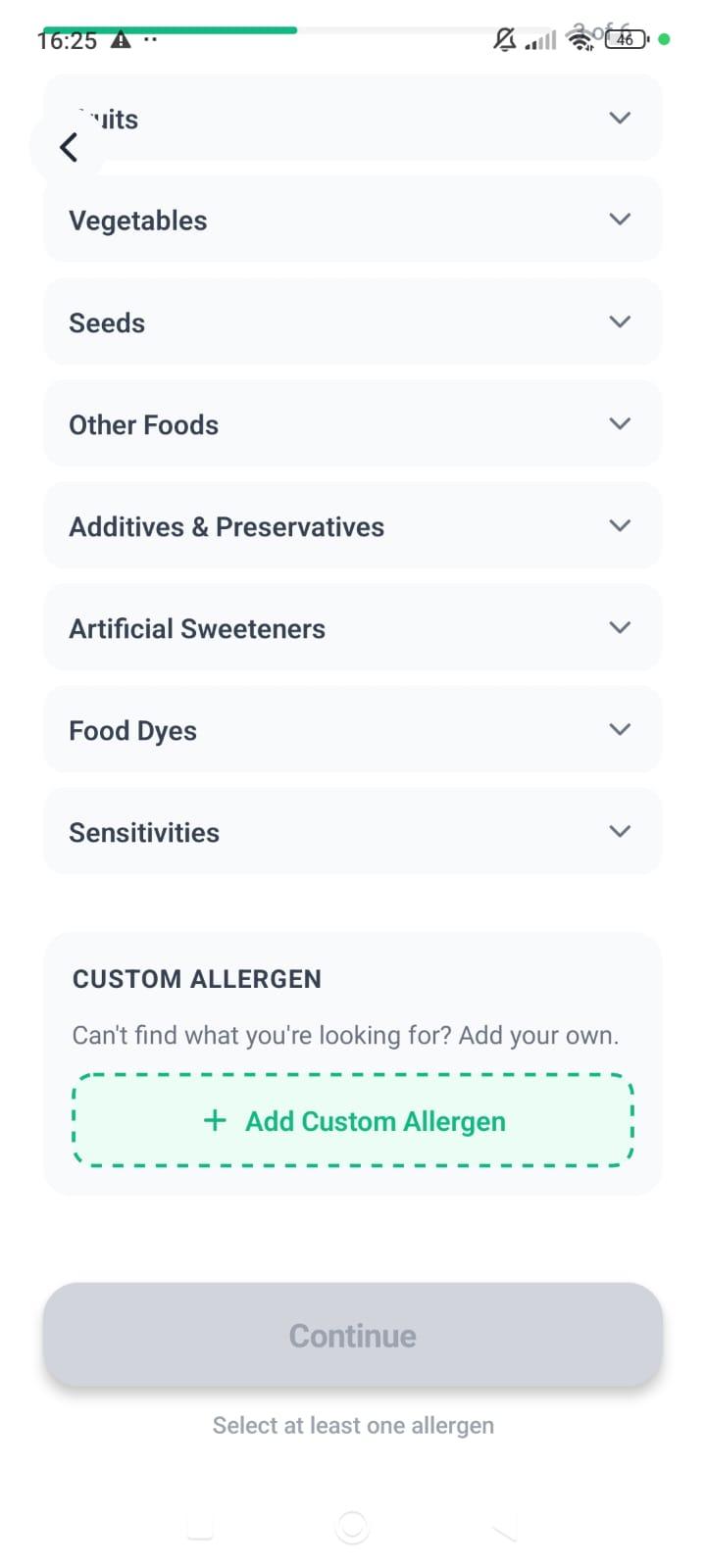 Allergic — Choosing allergens